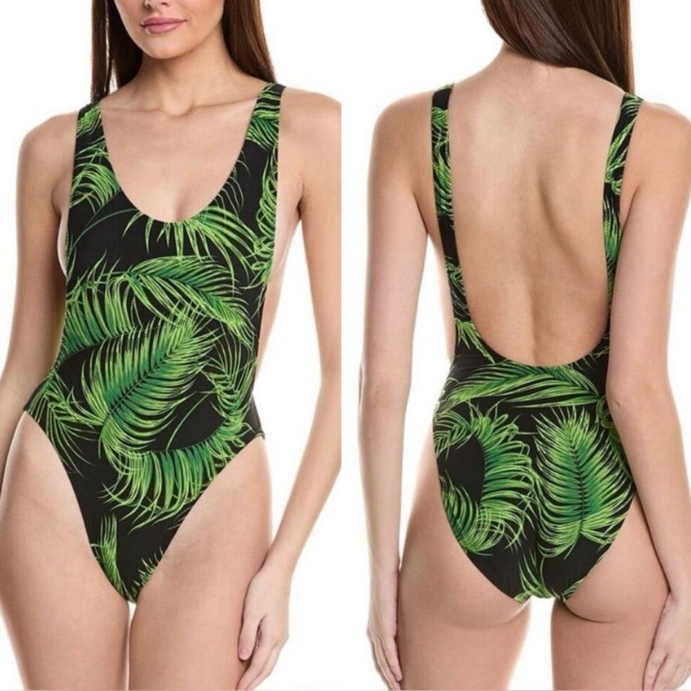 Norma Kamali Marissa One Piece In Palm Leaf Size Small